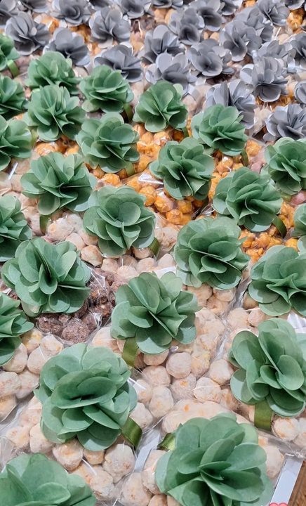 Pockets de pipoca com flor de algodão verde