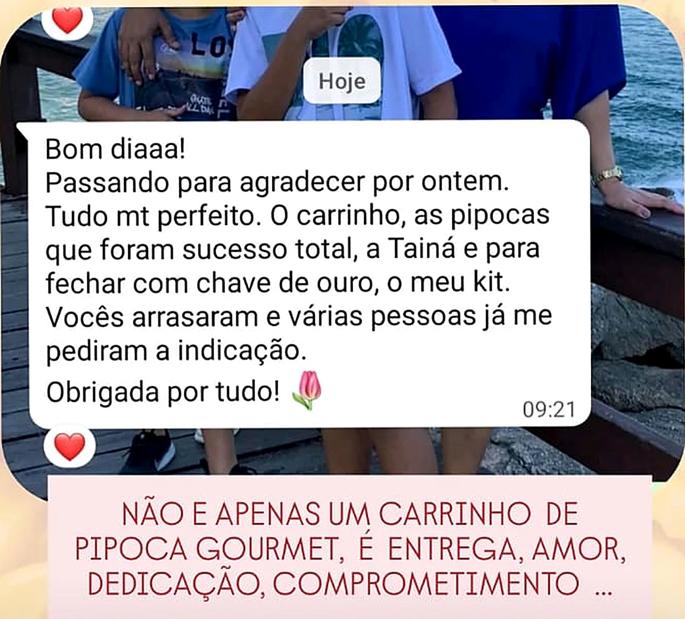 Print de mensagem de cliente elogiando a Guga Pipocas (3 de 8)